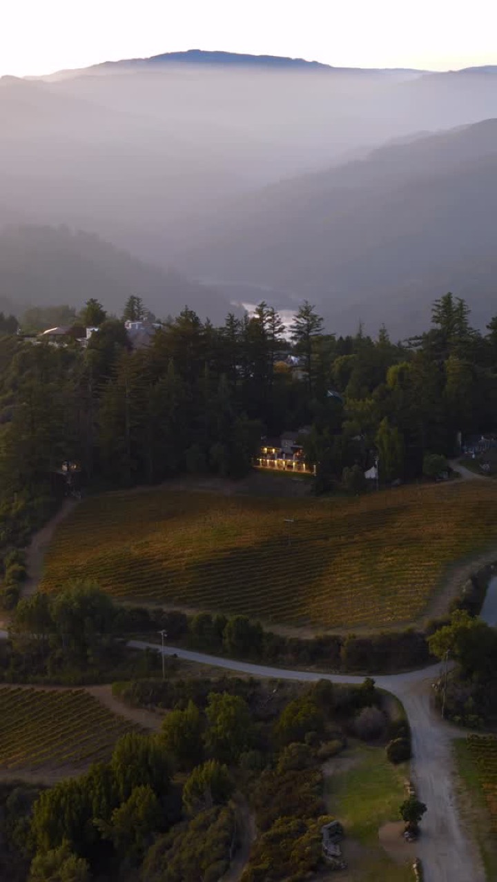 A hillside estate at golden hour